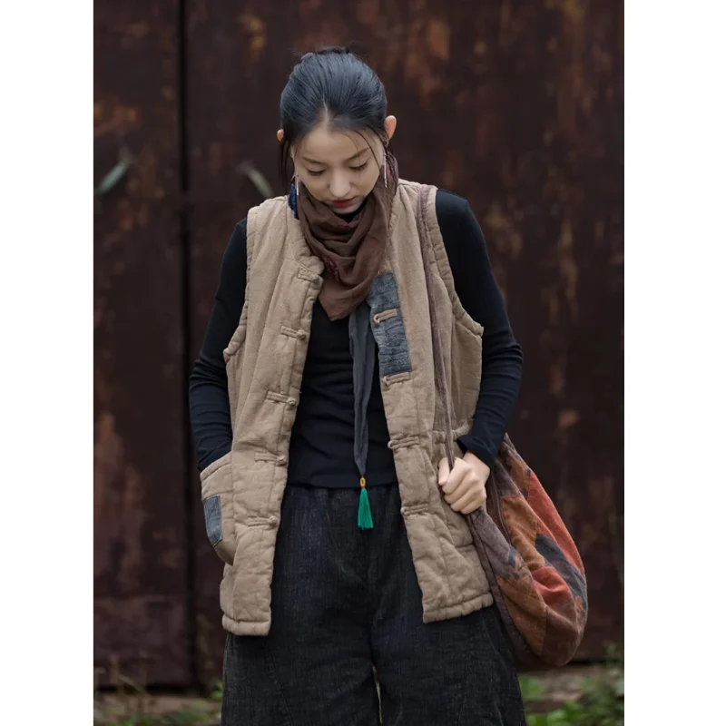 القطن الكتان الخريف والشتاء الملابس النسائية الجديدة تحسين فضفاض القطن مبطن الدافئة اللون مطابقة سترة سترة