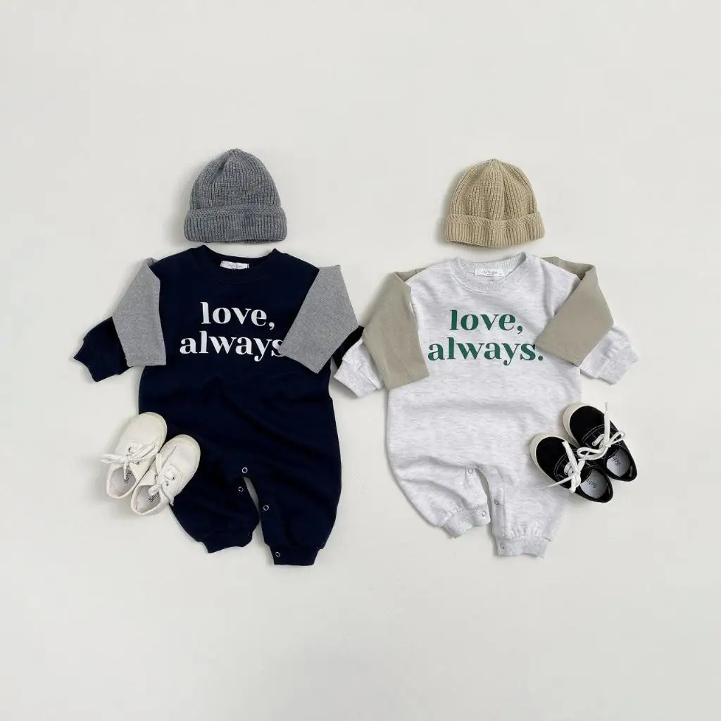 

2025 Spring New Baby Long Sleeve Casual Romper Letter Print Newborn Cotton Jumpsuit Infant Toddler Boy Girl Versatile Clothes