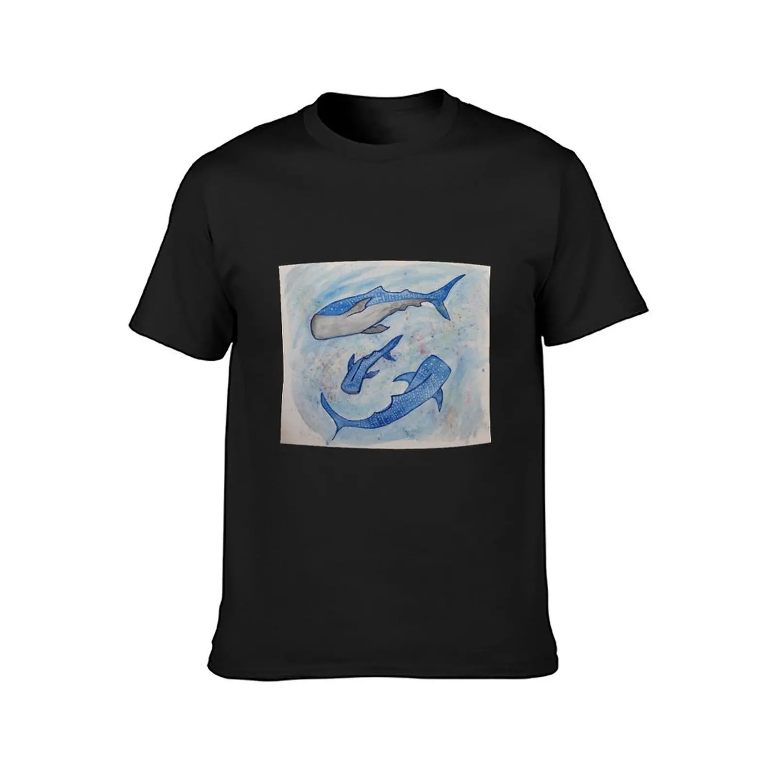 Water colour Whale Sharks T-Shirt tees tops plus sizes funnys mens champion t shirts