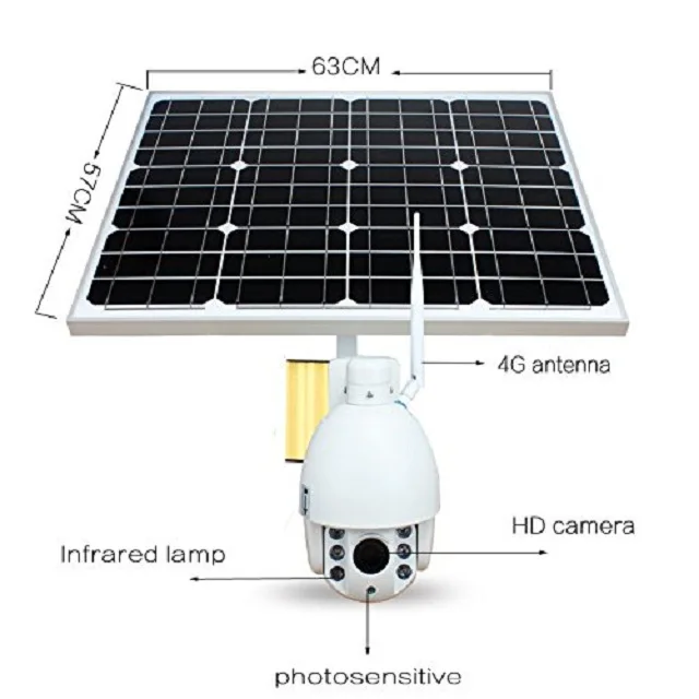 Solar 4G PTZ  Outdoor Wireless 60W CCTV WIFI IP 1080P 128G TF Card CMOS 4X Optical Zoom Night Vision 80m Security