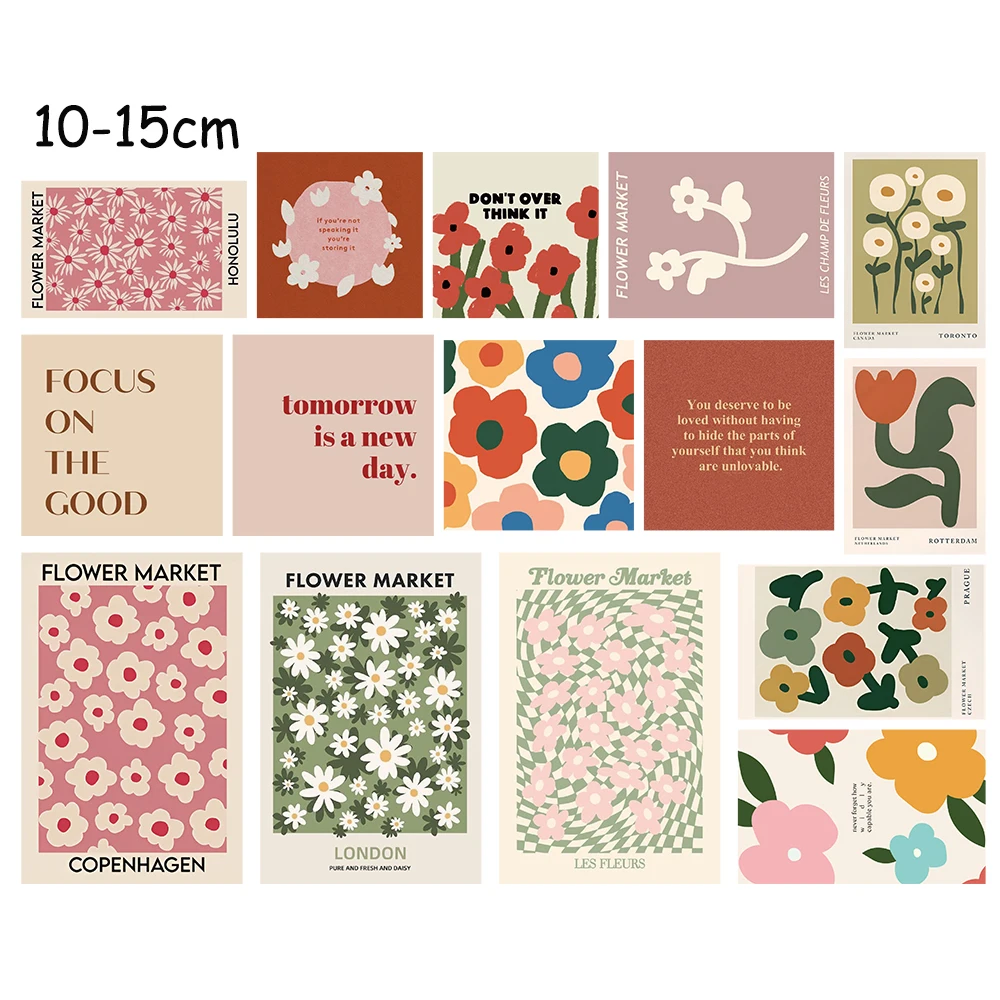 15ชิ้นโปสเตอร์สติกเกอร์ตกแต่งผนังสีสันการ์ตูนฮาราจูกุมินิมอลลิสม์สเก็ตบอร์ดแล็ปท็อปศิลปะที่อยู่อาศัยของขวัญกระเป๋าเดินทางตกแต่งกาแฟ