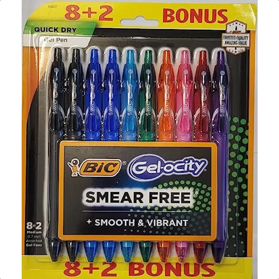 

Gelocity Quick Dry Fashion Retractable Gel Pens Medium Point 0.7mm 10Count Gel Pen Set Colored Gel Pens With FullLength Grip Co