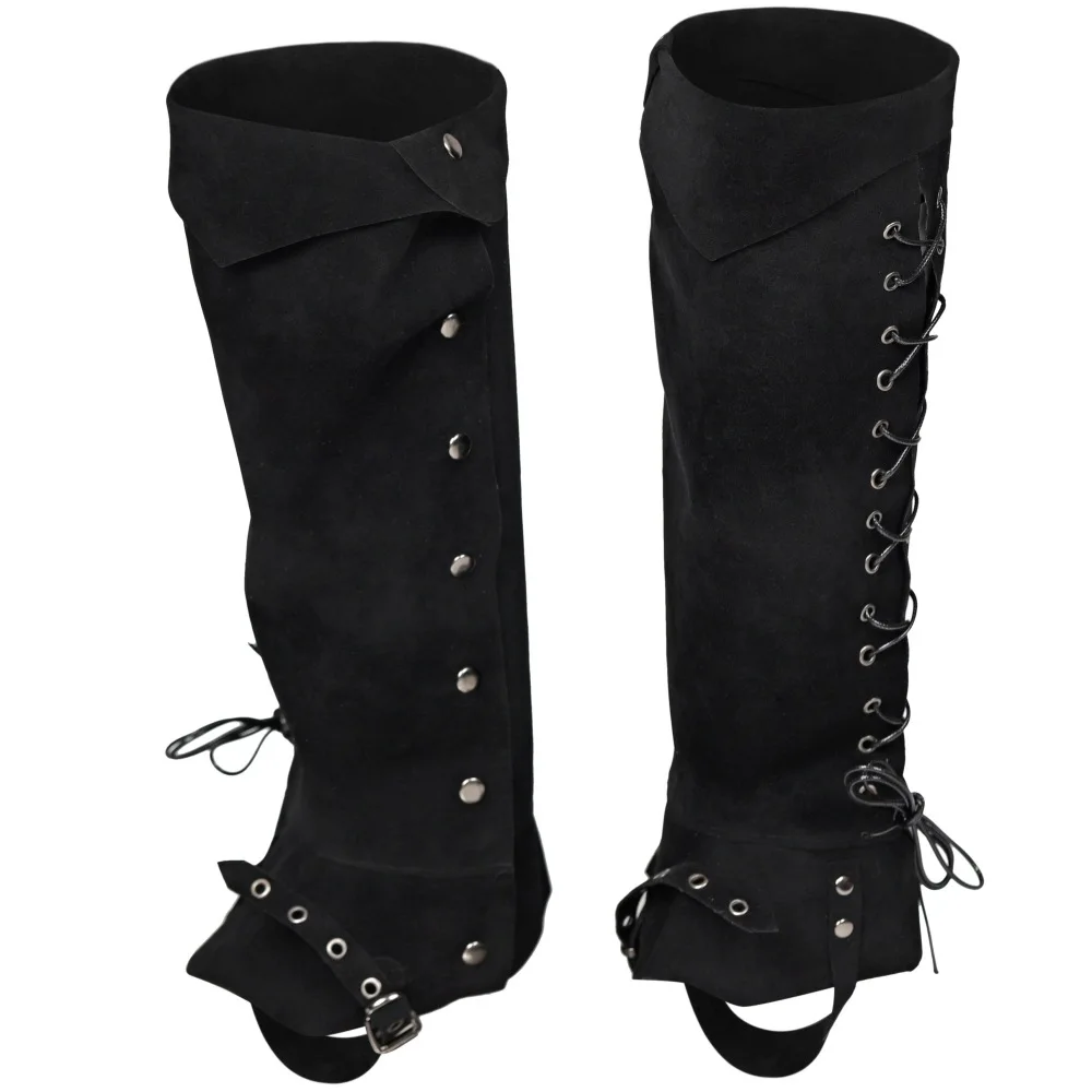 1 Paar Middeleeuwse Piraat Suède Laarzen Overschoenen Cover Steampunk Klinknagel Halloween Kostuum Laarzen Accessoires Renaissance Voor Dames Heren