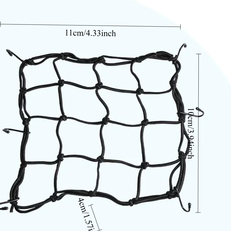 Secure Your Gear in Seconds! 6-Hook Motorcycle Bungee Net - Stretches to Hold Almost Anything.