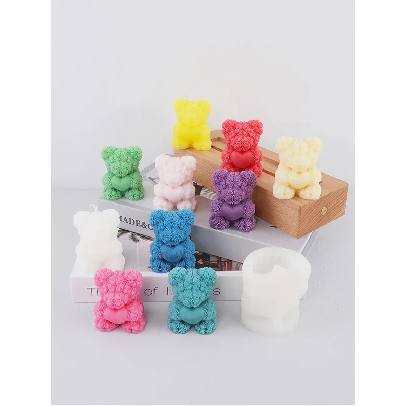 3D Bear Hug Love Silicone Candle Mold Diy Cute Bear Pet Candle Making Supplies Handmade Soap Plaster Resin Mold Home Decor Gift