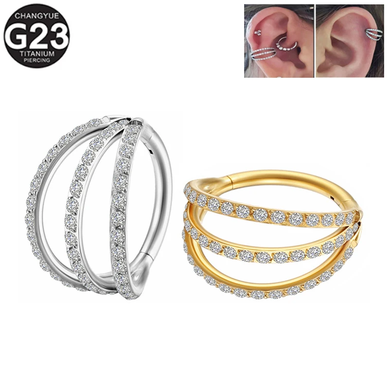 

F136 Titanium Ear Piercing Earrings Septum Piercing Nose Rings Zircon Clicker Rings Cartilage Tragus Helix Piercing Body Jewelry