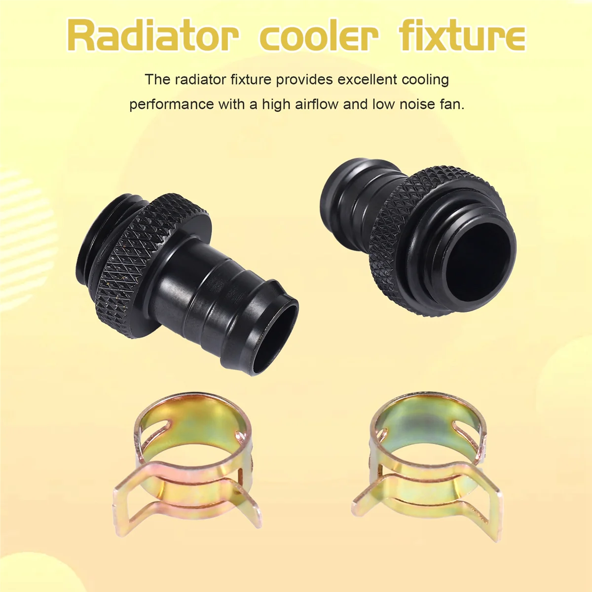

A56XQ 2Pcs Barb Fitting Computer Water Cooling Radiator Copper Heatsinks Cooler Clamp For 3/8 Inch Id Tubing G1/4 Chromed Del