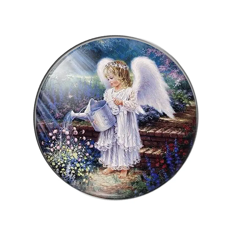 New Vintage Cute Angel Baby Paintings 10pcs 12mm/18mm/20mm/25mm Round photo demo glass cabochon flat back Making findings