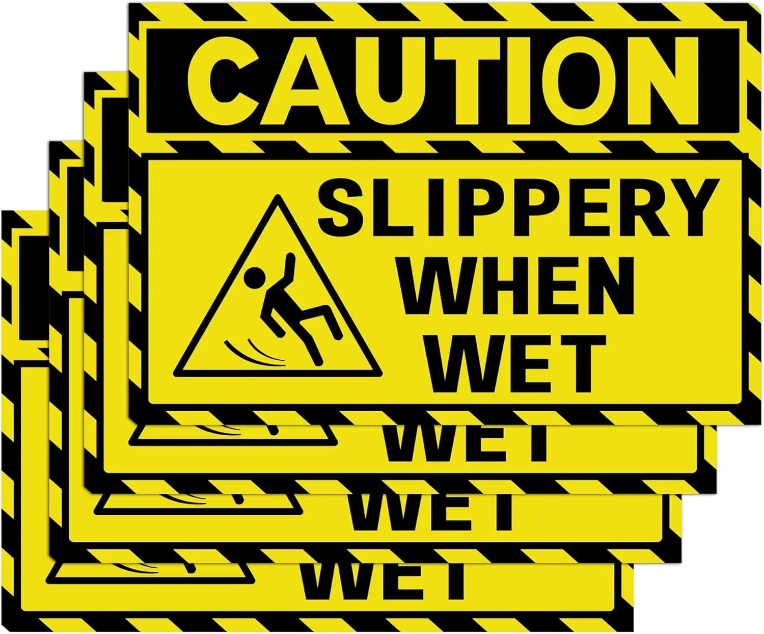 

4-Pack Slippery When Wet Floor Signs, 5x8 Inch Vinyl Warning Stickers for Safety