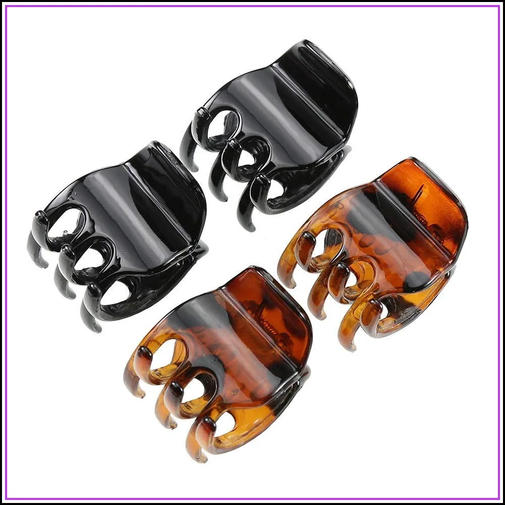 4 Pack Medium Hair Claw Clips, Non-Slip for All Hair Types, Black & Brown