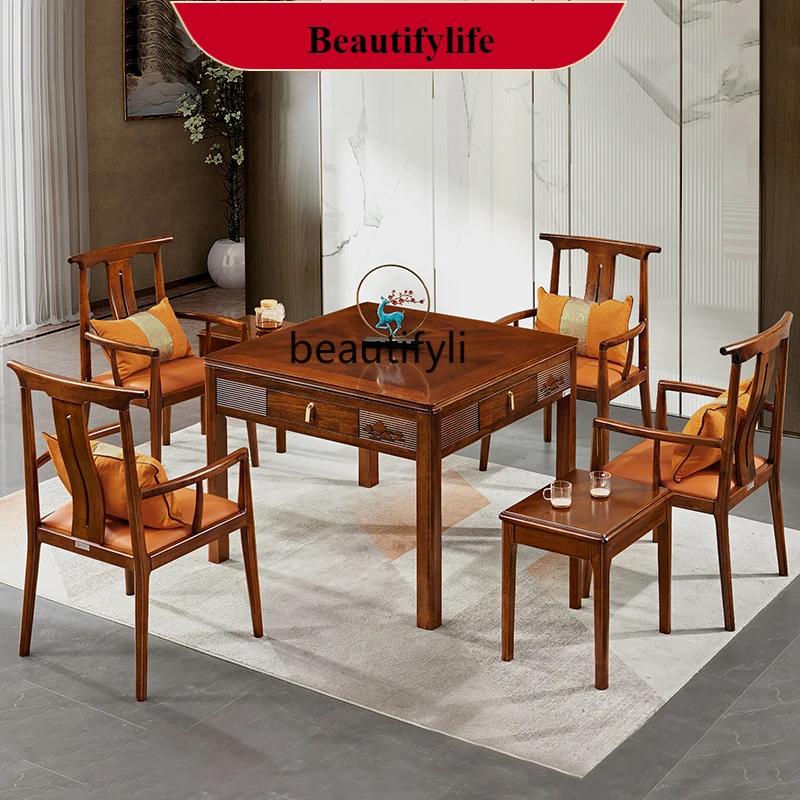 

G1218 Solid Wood Mahjong Machine Automatic Dining Table Dual-Purpose in One Household Dining Table New Chinese Style Mute
