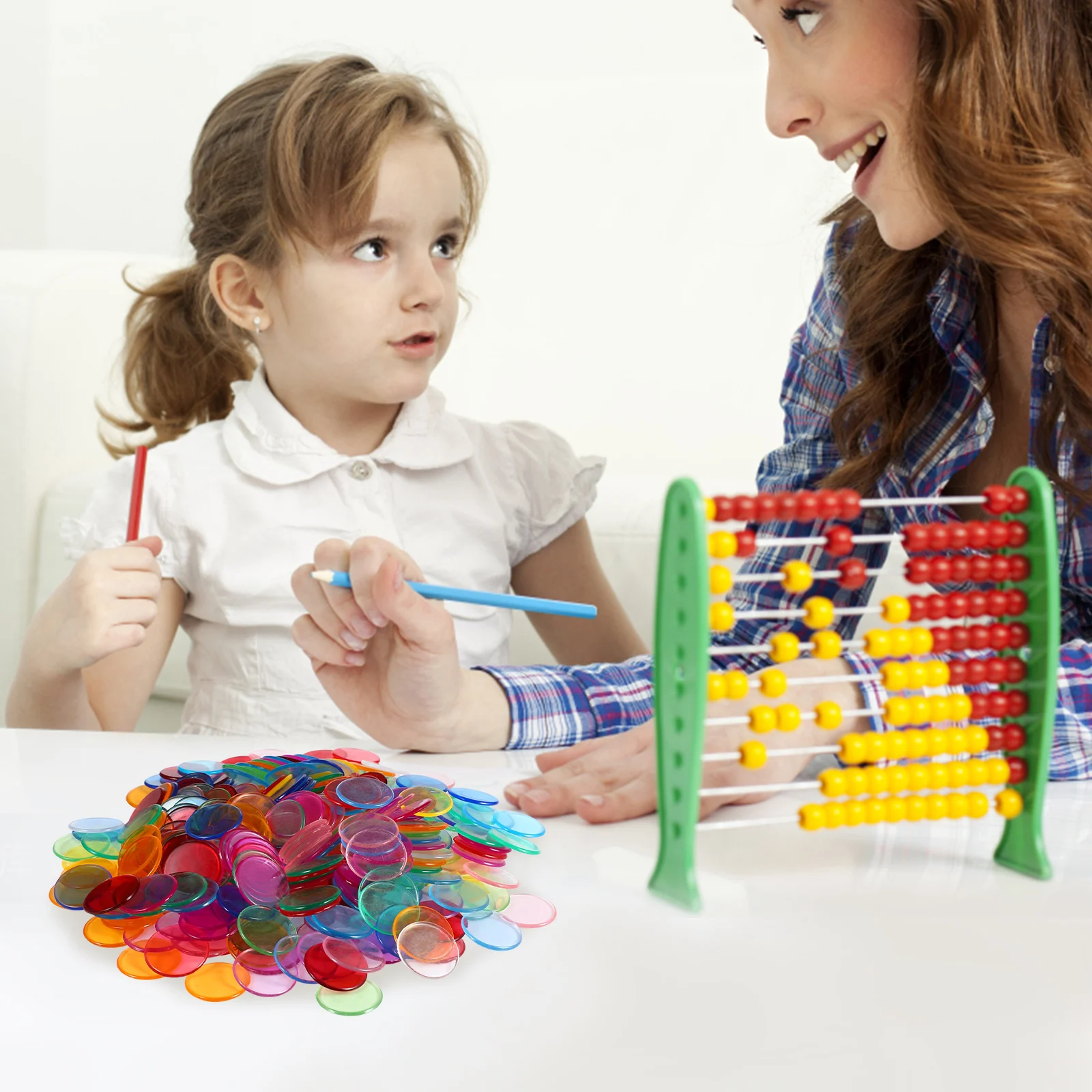 

400 pcs Counting Coins Plastic Tokens for Classroom Games Kids Educational Transparent Colorful Round Chips Reusable