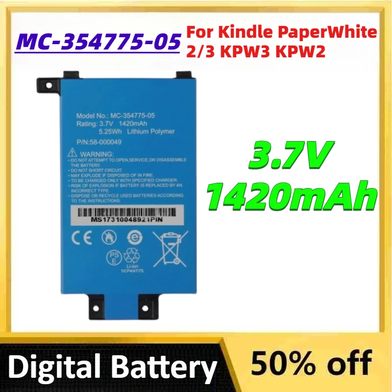 

1420mAh MC-354775-05 Lithium-Polymer Battery for Kindle PaperWhite 2/3 KPW3 KPW2 Rechargeable Battery Pack + Free Tools