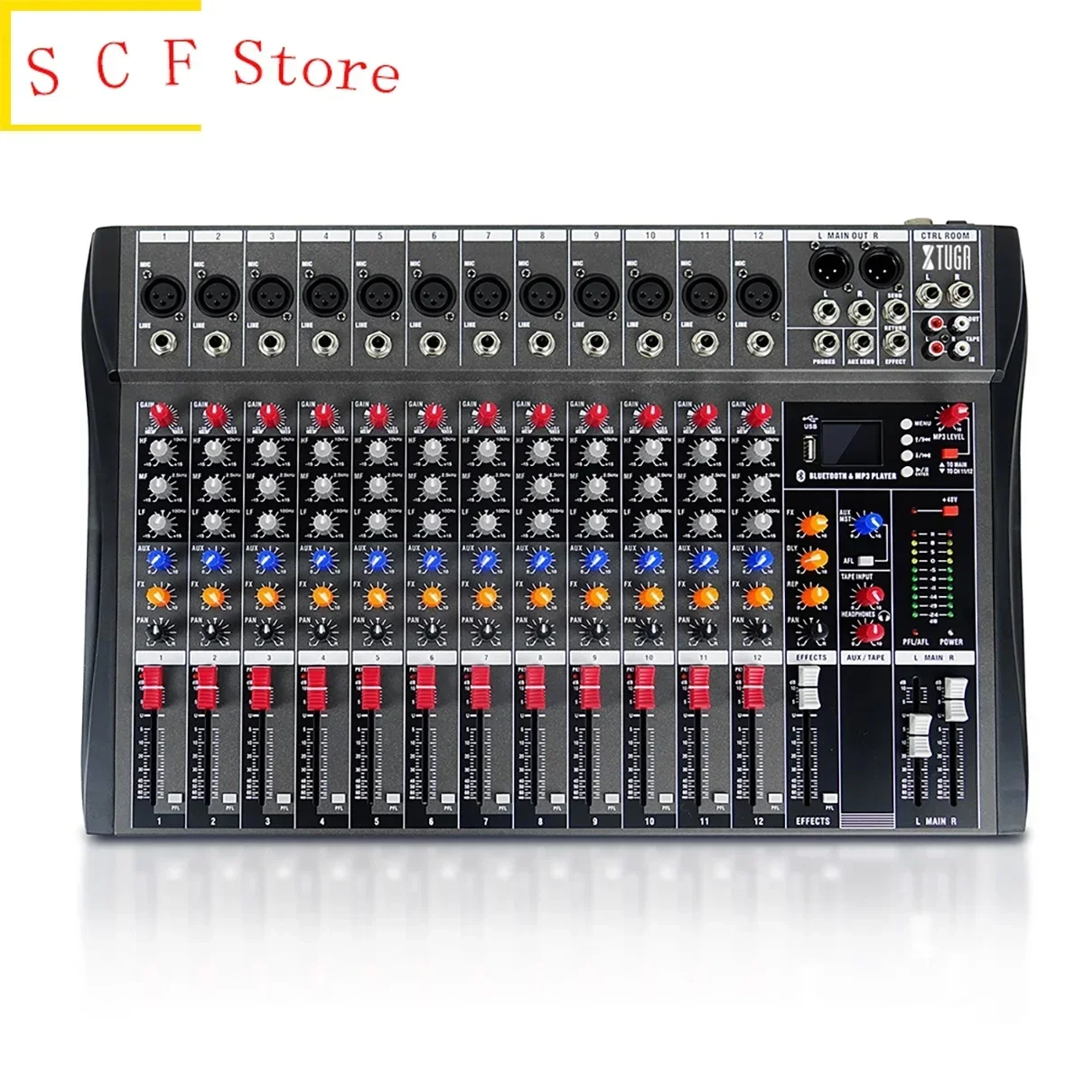 High Quality Digital 12 Channel 48V Phan-tom Power USB Audio Sound Mixer