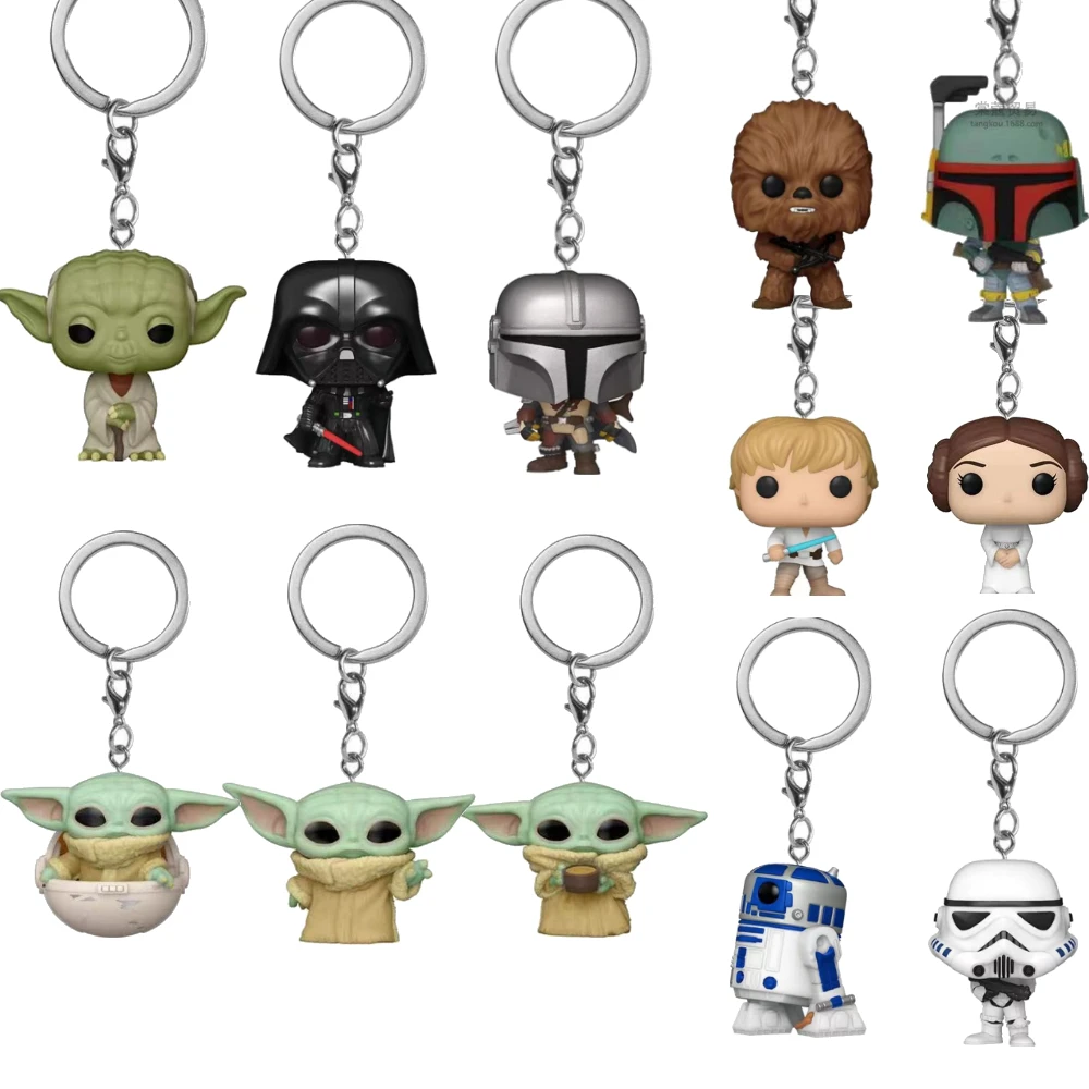 Chaveiro Obi-wan Kenobi The Child Baby Yoda com copo Boba Fett the Mandalo Pocket PVC Figura Brinquedos Chaveiro