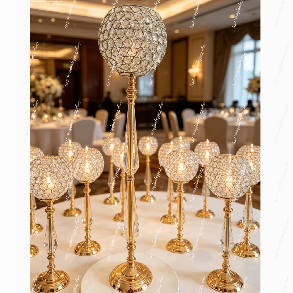 6pcs  crystal globle Acrylic Tall Wedding Candelabra Event Centerpieces Decorations Candle Holders Lanterns Candle Jars