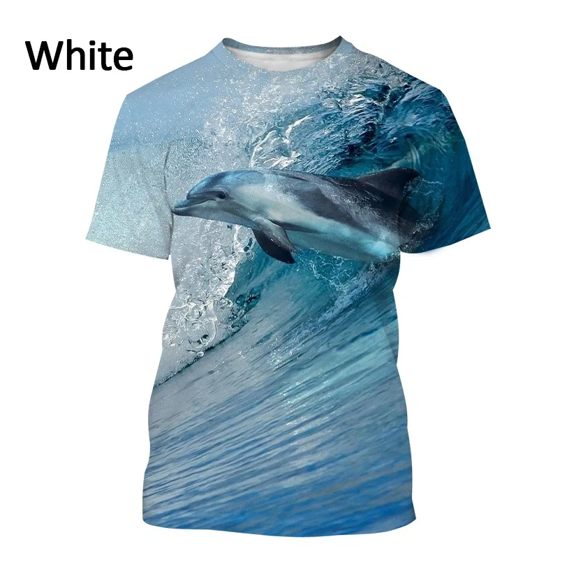 Summer Fashion Unisex Casual Round Neck Short-sleeved Mammal Dolphin 3D Printing T-shirt Harajuku Marine Animal Pattern T-shirt