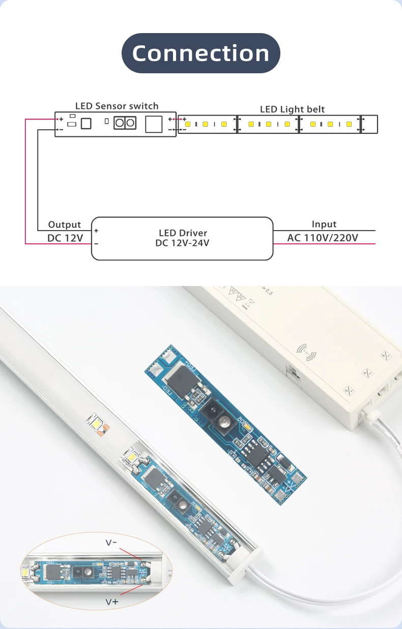 LED-Sensorschalter für Kurzstrecken-Näherung 12V 24V 8A Schrank für Lineare Streifen Aluminiumprofil IR-Sensoren Handbewegungsschalter – Detail 5