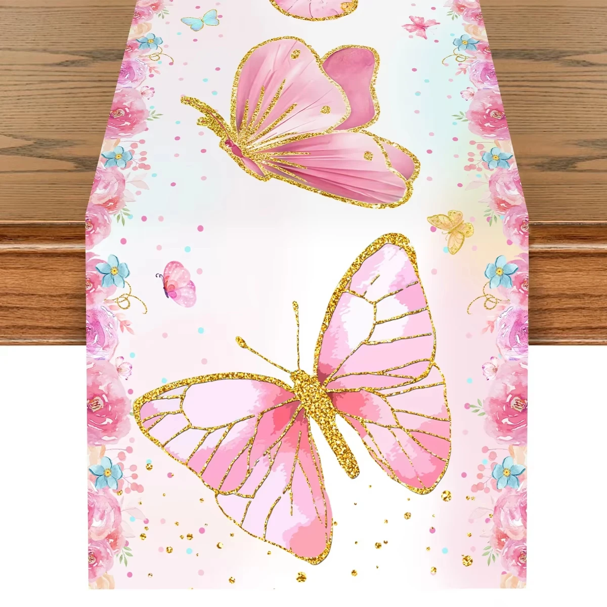 قطعة واحدة من مفرش المائدة المطبوع على شكل فراشة وزهور لتزيين الطاولة وحفلات النزهات والعطلات #3