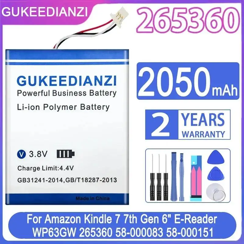 

Tablet Battery 265360 Cable Version 2050mAh For Amazon Kindle 4 5 6 515-1058-01 MC-265360 D01100 S2011-001-S DR-A015