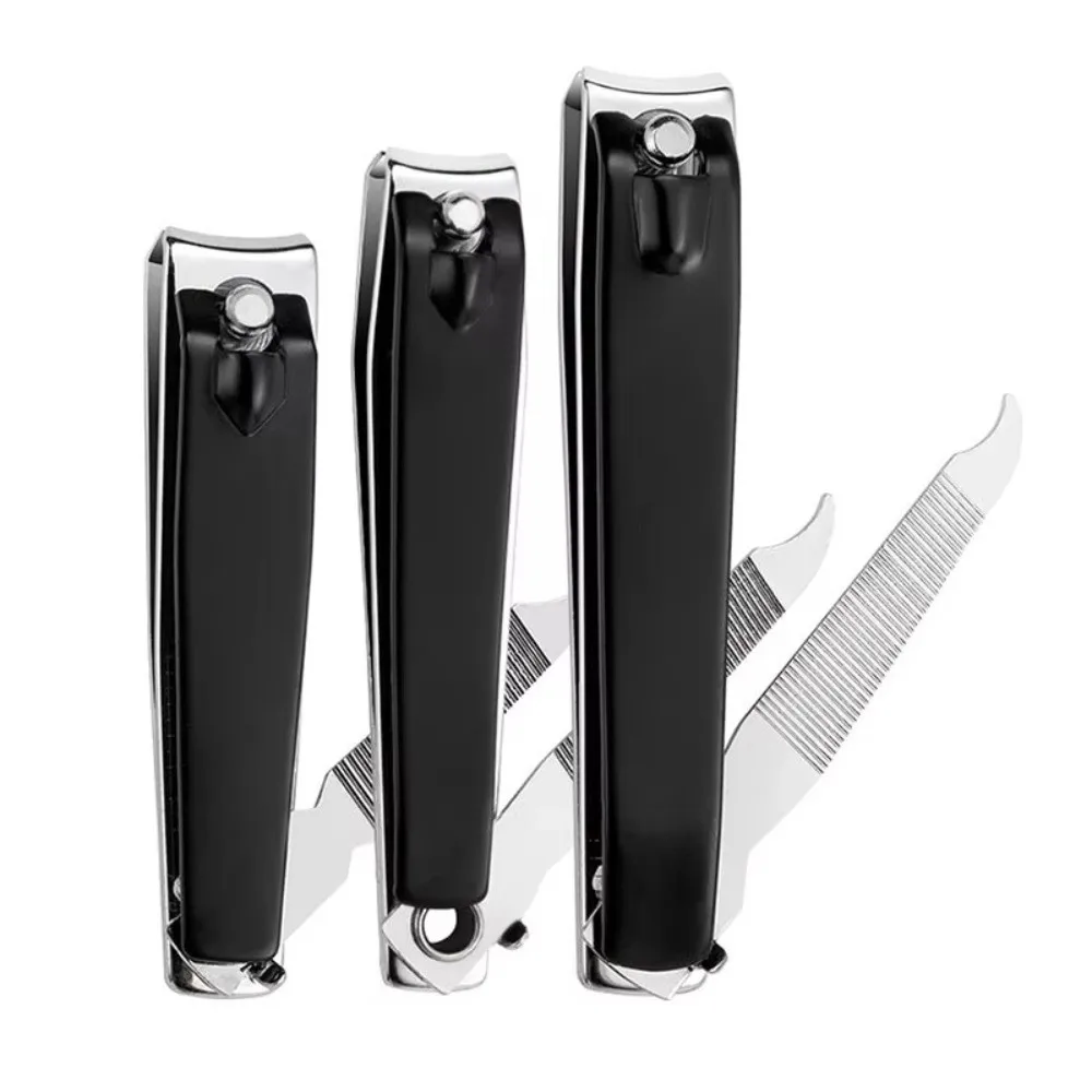 Convenient 3 Sizes Nail Nipper Stainless Steel Anti-Splash Manicure Cutter Ergonomic Black Toenail Trimmer Travel