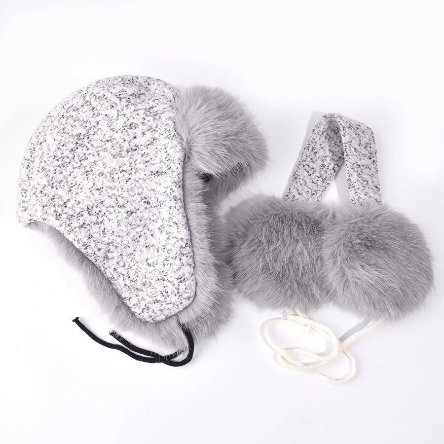 2025 neue Pelzmütze Männer Russische Uschanka Bomber Hüte Weiß Warme ohrenschützer Pilot Hut Winter Warme Echt Kaninchen Fell Earflap Männer schnee Kappen