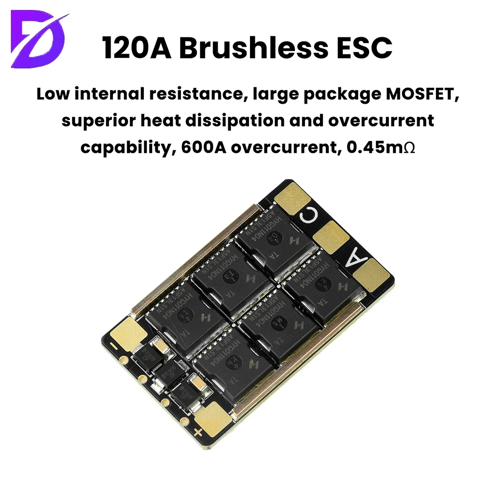 

3-8S AM32 ESC 120A Brushless Speed Controller with Built-in 5.2V/7.2V 4A BEC for RC Models Drones and High-Power Fans
