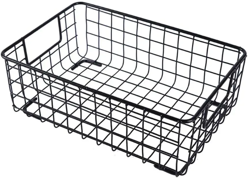 

Металлическая корзина для хранения из кованой проволоки, контейнер для фруктов, овощей и закусок с ручкой