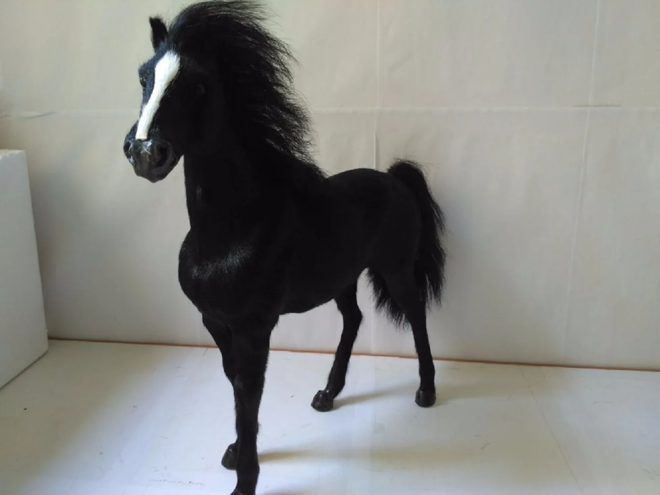 

big simulation black horse model plastic&fur war horse toy gift about 34x36cm