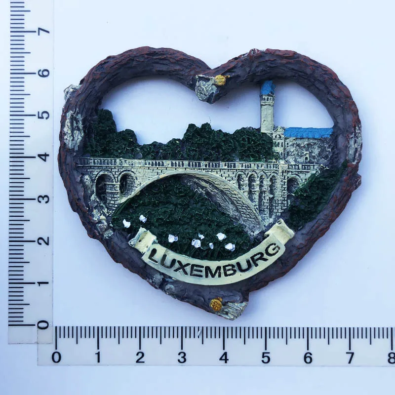 Heart shaped Luxembourg Fridge Magnet cultural landscape tourism souvenir resin message stickers handicraft decorations