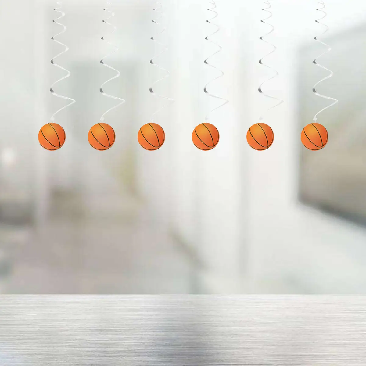 

12Pcs Basketball Spiral Hanging Swirl Decorations PVC Party Swirls for Birthday Gathering Ceiling Wall Decor