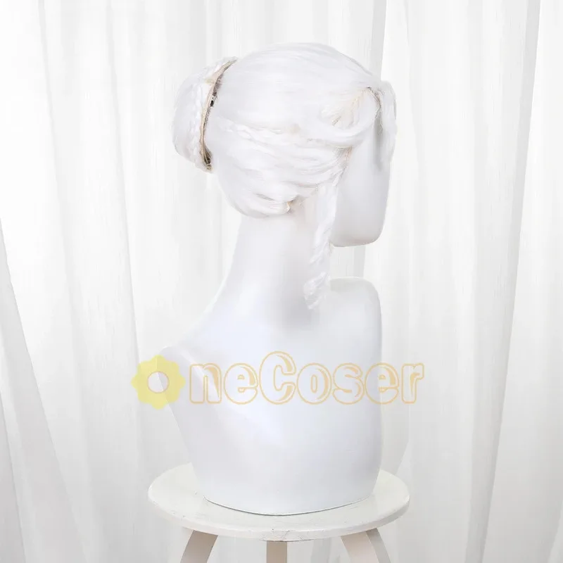 False Hope 코스프레 가발 게임 아이덴티티 V 블러디 퀸 메리 화이트 헤어 내열성 섬유 헤어 + 가발 모자 할로윈 소녀 여성