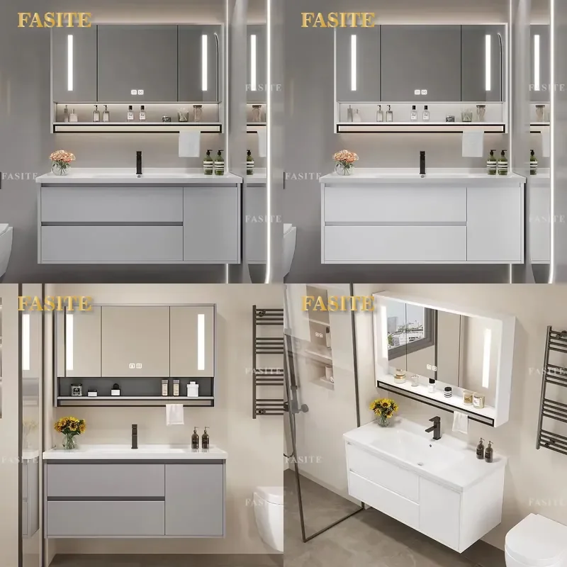 For Bathroom Cabinet Ceramic Integrated Basin Washbasin Vanity Combo Modern Wall Mounted Sink Storage Unit Space Saving