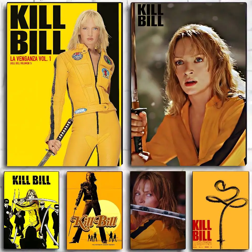 Kill Bill Poster, selbstklebende Kunst, wasserfester Papieraufkleber, Kaffeehaus, Bar, Wohnheim, Wanddekoration