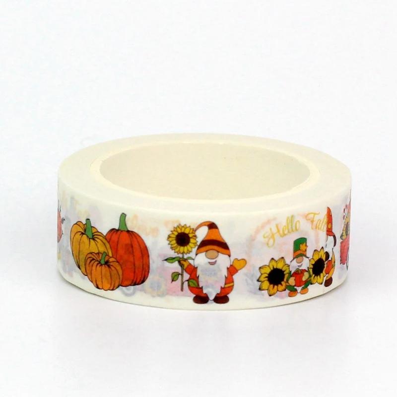 NEW 1X 10M Deco Sunflower Pumpkin Red Car Gnomes Fall Washi Tape for Scrapbooking Planner Masking Tape Kawaii Papeleria