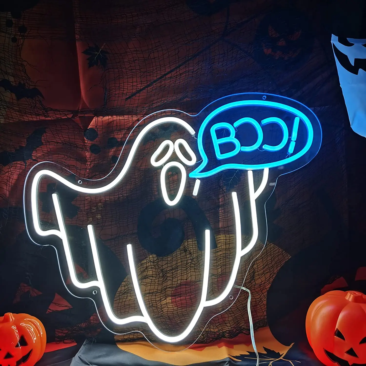 Halloween Custom Anrgy BOO Skeleton Witch Hat Neon Light Pumpkin Ghost Neon Sign For Halloween Decoration