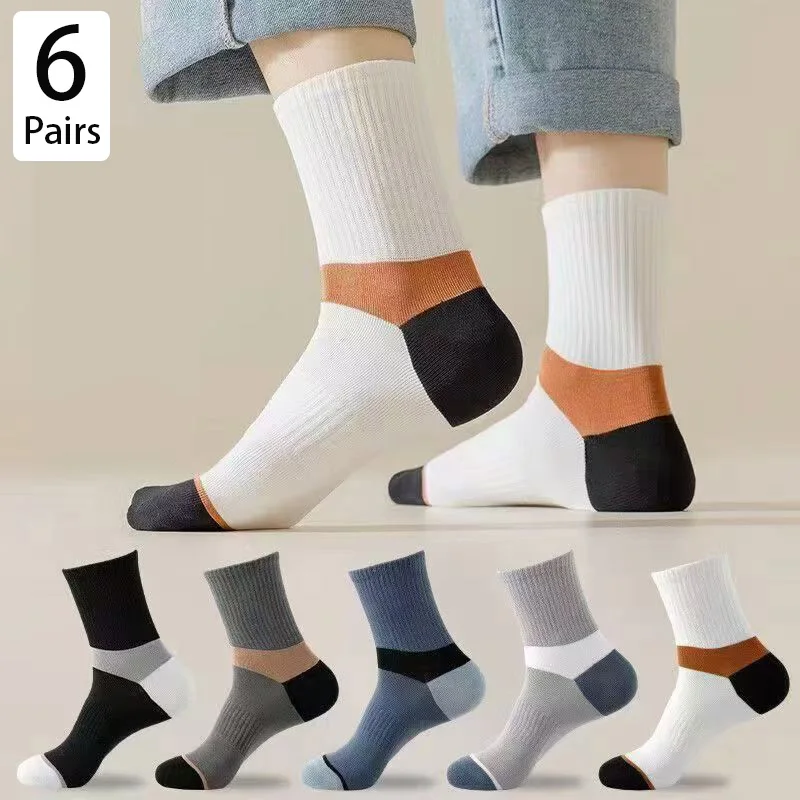 6Pairs Breathable Men Cotton Socks Sports Stockings Men Autumn Winter Socks Sweat Absorption Deodorant Business Sox High Quality