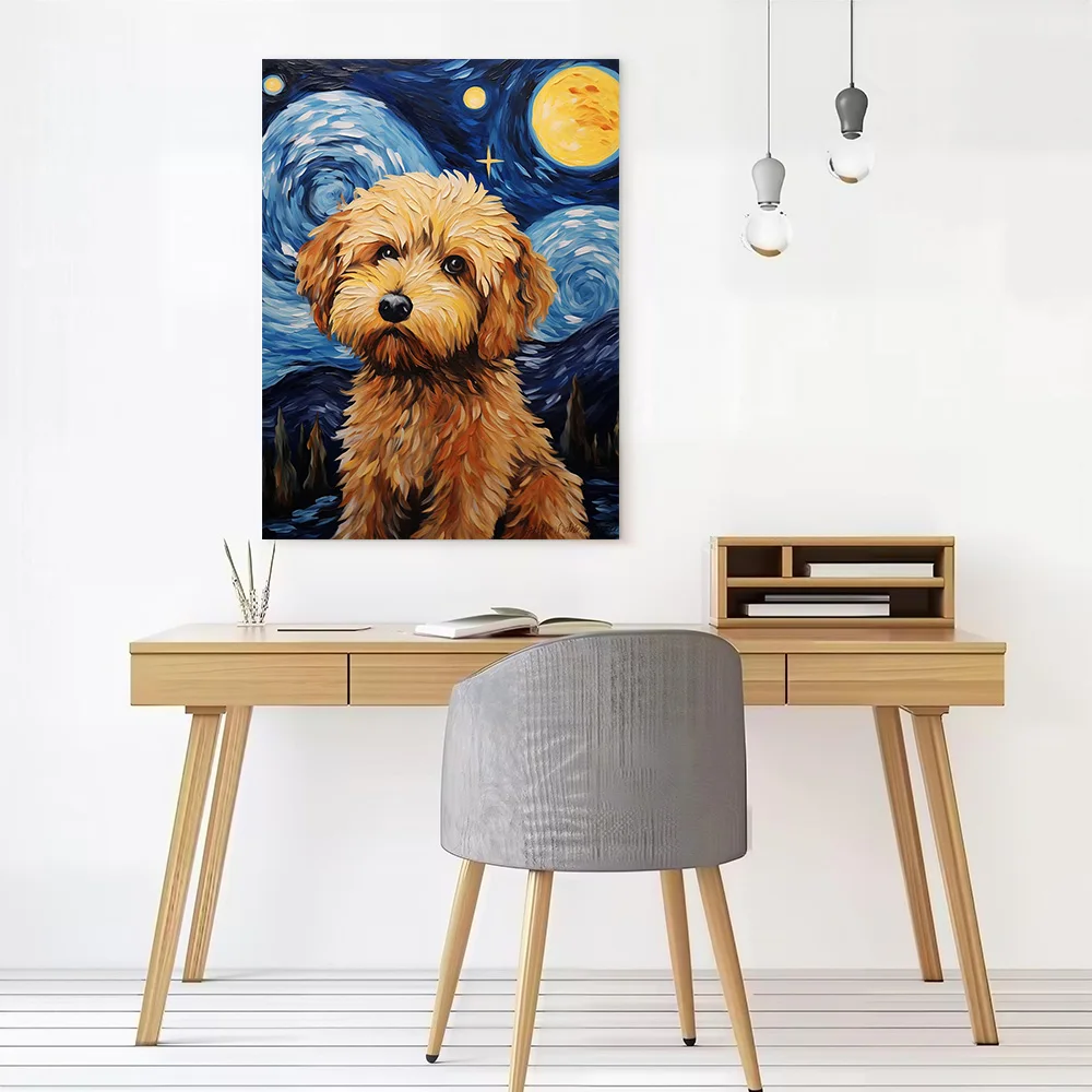 Cockapoo Starry Night Dog Printed Canvas Poster Personalized High Quality Wall Art Paintings for Modern Home Decoration Bedroom