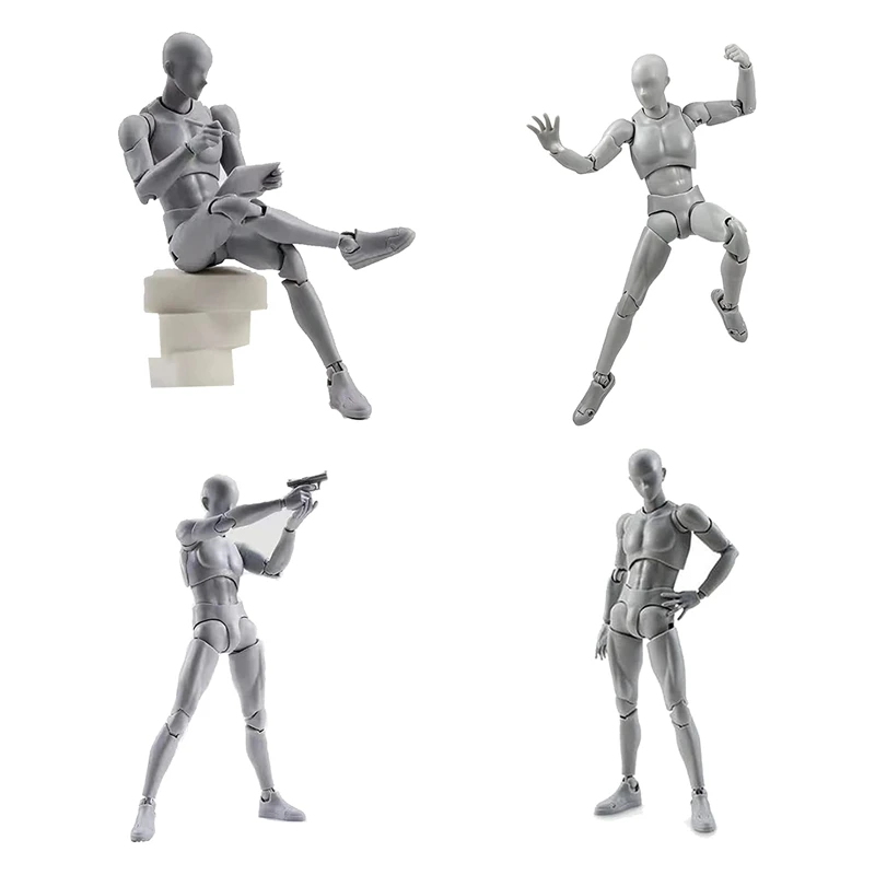 Figuras de ação modelo de PVC com caixa de desenho modelos de figuras para artistas (feminino + masculino)