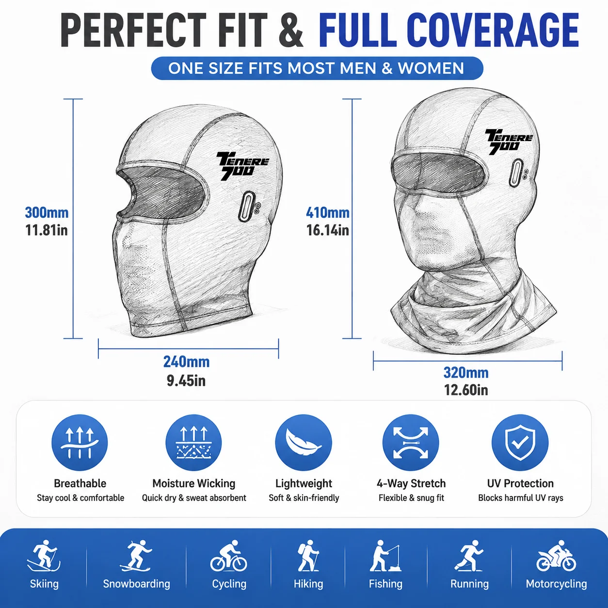 5PCS Motorcycle Balaclava Summer UV Protection Glasses Face Breathable Hole For YAMAHA TENERE 700 Tenere700 XTZ 700 T700 2020 view 2