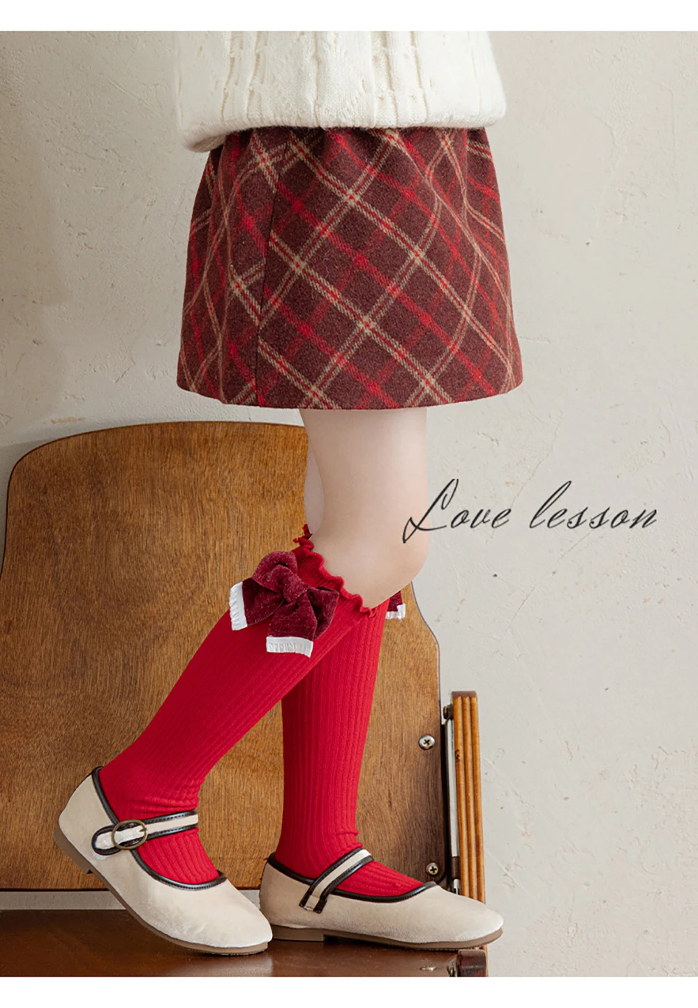 MILANCEL Children's Socks 3-8T Christmas Bow Girls Knee-high Socks 5 Colors Thin Girls' Knee Socks Kids Straight Tube Socks
