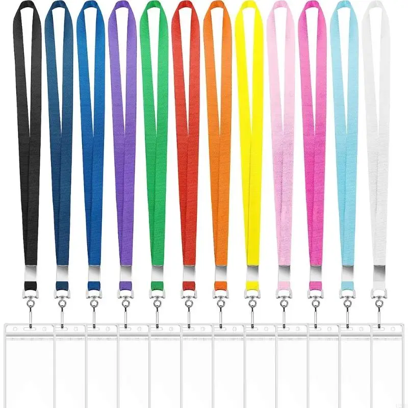 4バッジカードホルダー付き首のための4PCSランヤードのU2JEパック垂直カードホルダークリアネームカードホルダーとストラップ