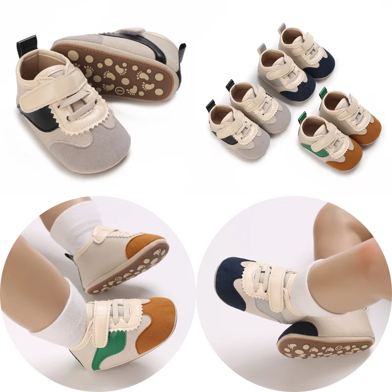 Fashion baby shoesRetro Leather Boy Girl Shoes Multicolor Toddler Rubber Sole Anti-slip First Walkers Infant Newborn Moccasins