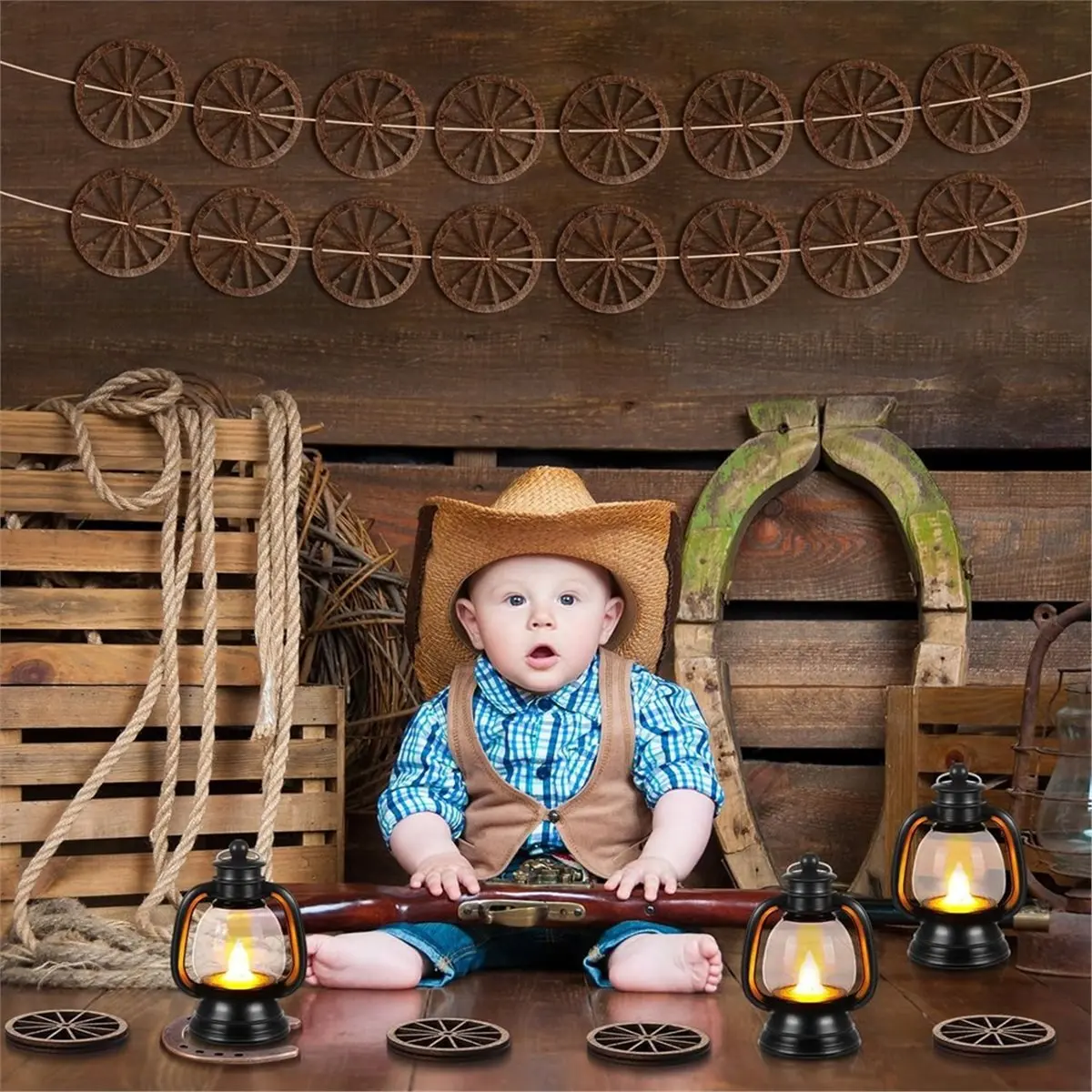 

NEW 24 Pcs Western Cowboy Decorations for Party Table Western Mini Lanterns for Vaquero Western Theme Party Favors