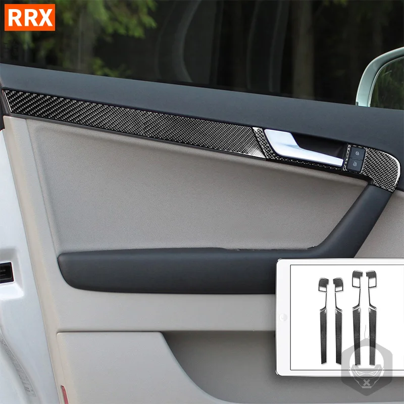 For Audi A3 S3 2006 2007 Car Door Lock Panel Handle Cover Decorative Strip Real Carbon Fiber Sticker Interior Accessories