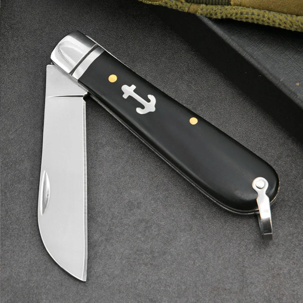 

EDC Traditional electrician non insulated wire stripping knife, stainless steel folding wooden handle, steel head grafting knife