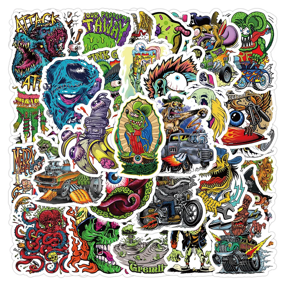 

10/30/50pcs Creative Horror Liquid Monster Cartoon Graffiti Sticker Car Phone Laptop Helmet Diy Kids Toys Decorative Stickers