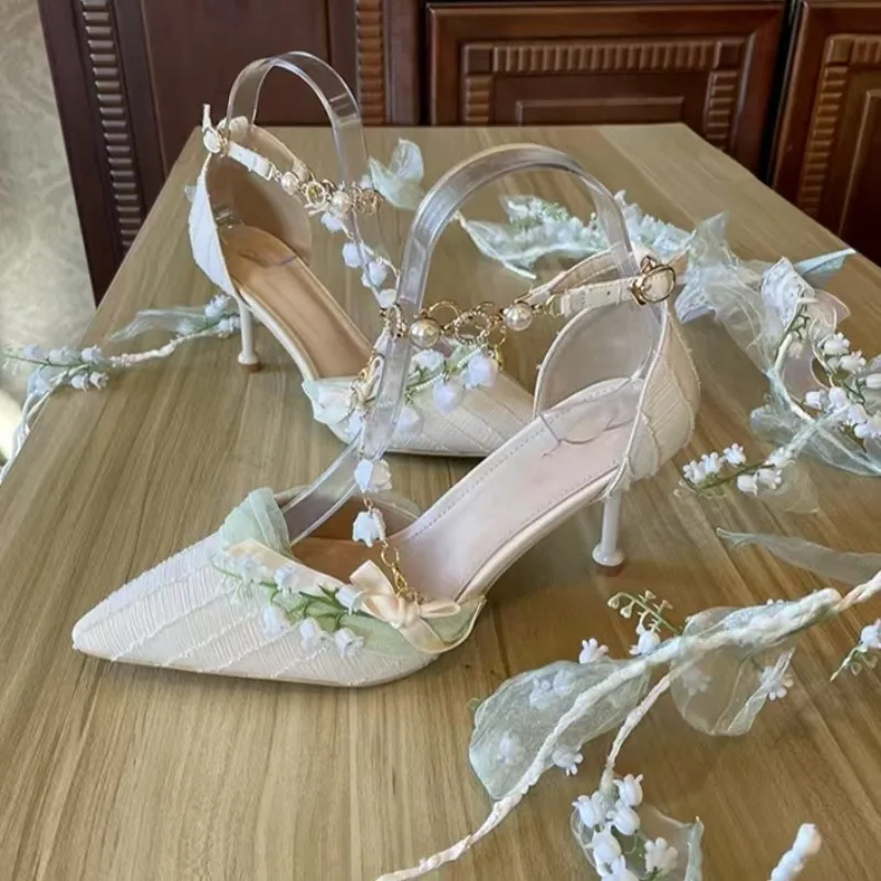 

Original Handmade Romantic, Sweet and Elegant High Heels Princess Dress High Heels Ladies Kawaii Wedding Shoes Bride