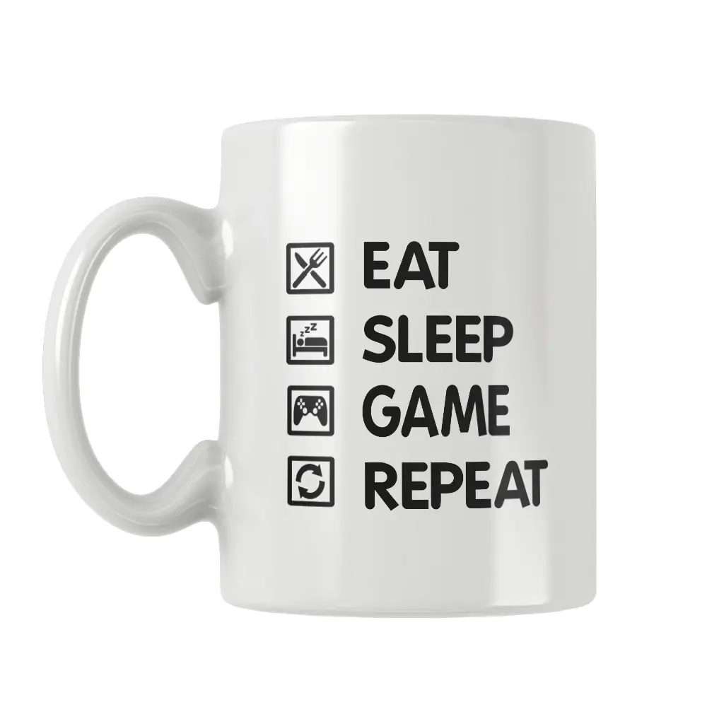 Eat Sleep Game Repeat Mug Coffee Cup Unique Birthday Gamer Gifts