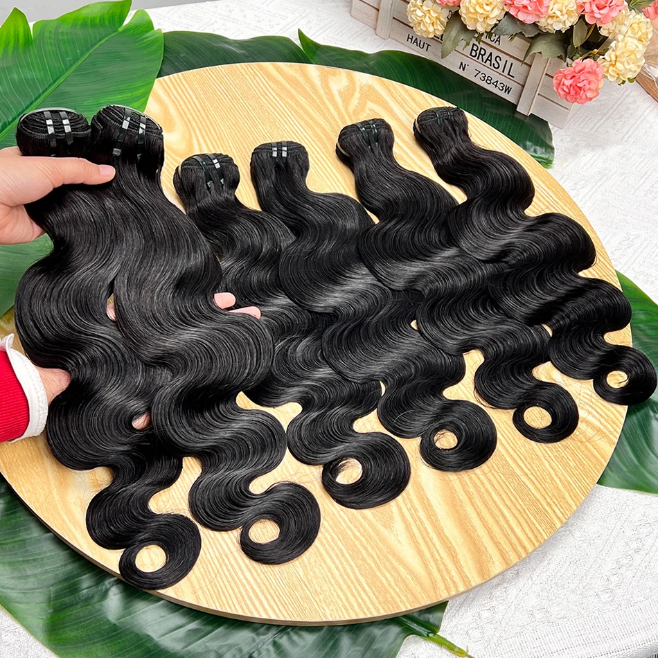 حزم شعر بشري مموج # 1 أسود نقي 100% فيتنامي نسج على شكل شعر إنسان ملحقات جيت أسود لحمة مزدوجة 100 جرام للنساء #4